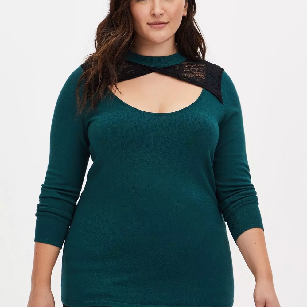 Torrid mock neck lace sweater